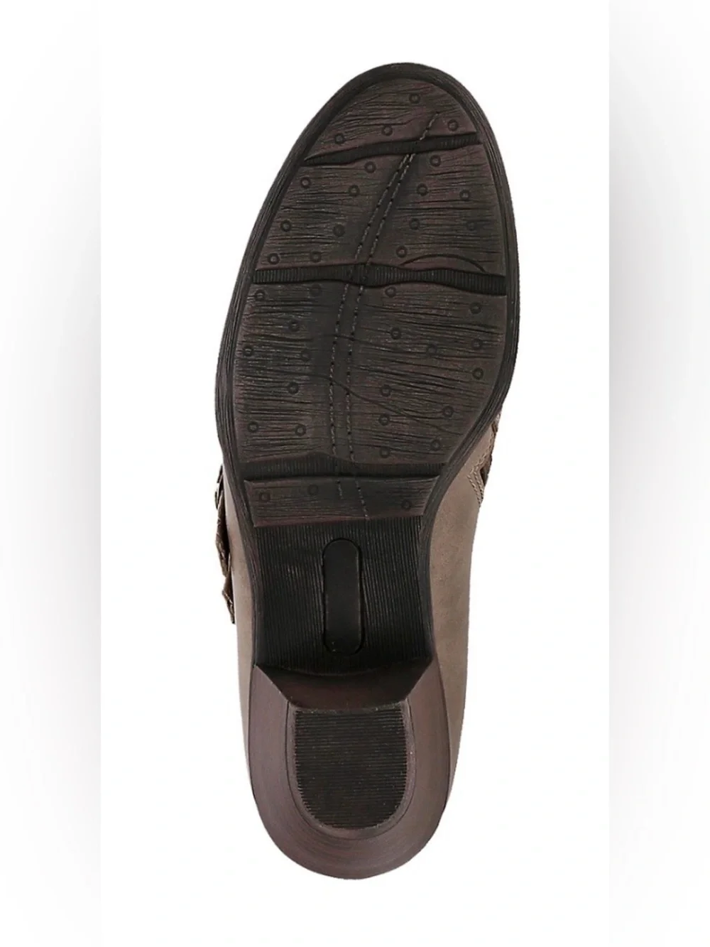 KIM ROGERS Olena Women's Taupe Low Heel Slip-On Bootie with Buckle Straps. NWOT